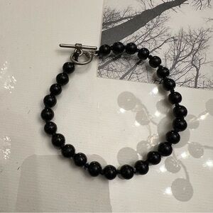 Black Beaded Toggle Bracelet - Unbranded